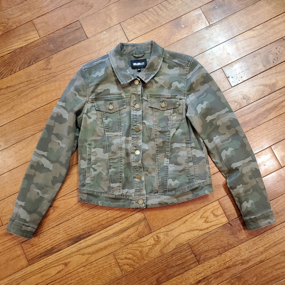 William Rast Womens Camo Denim Jean Jacket Jr. L / Womens S-M